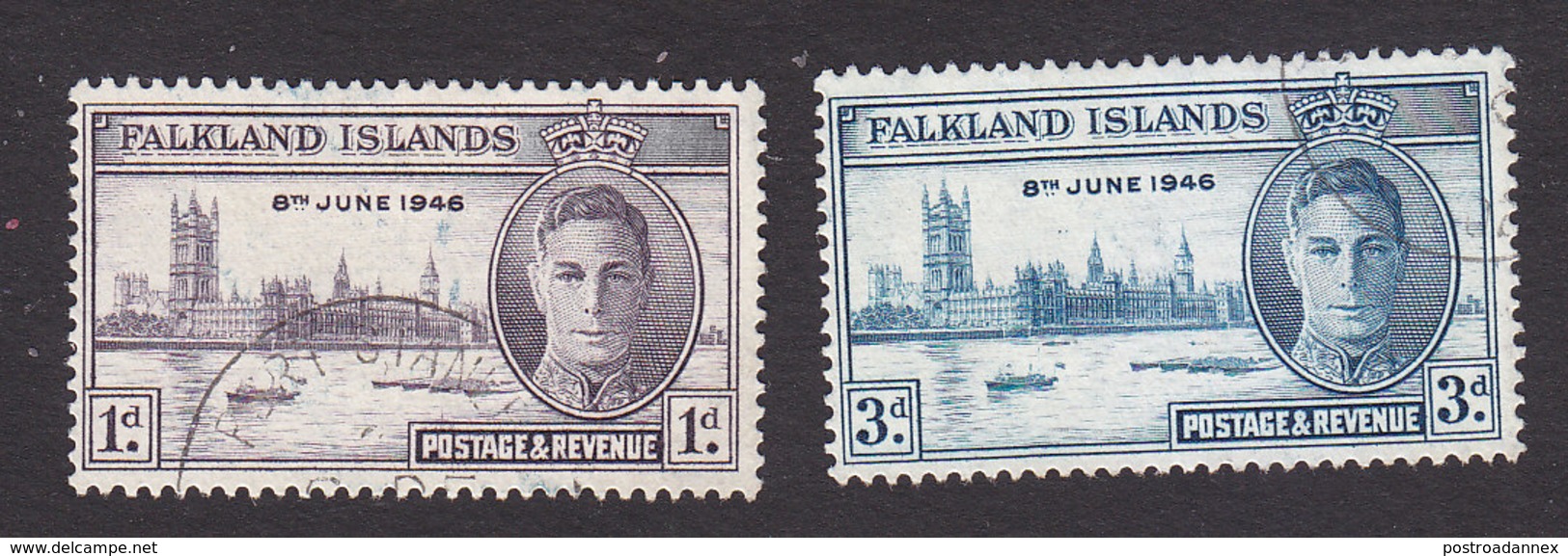 Falkland Islands, Scott #97-98, Used, Peace Issue, Issued 1946 - Falkland Islands