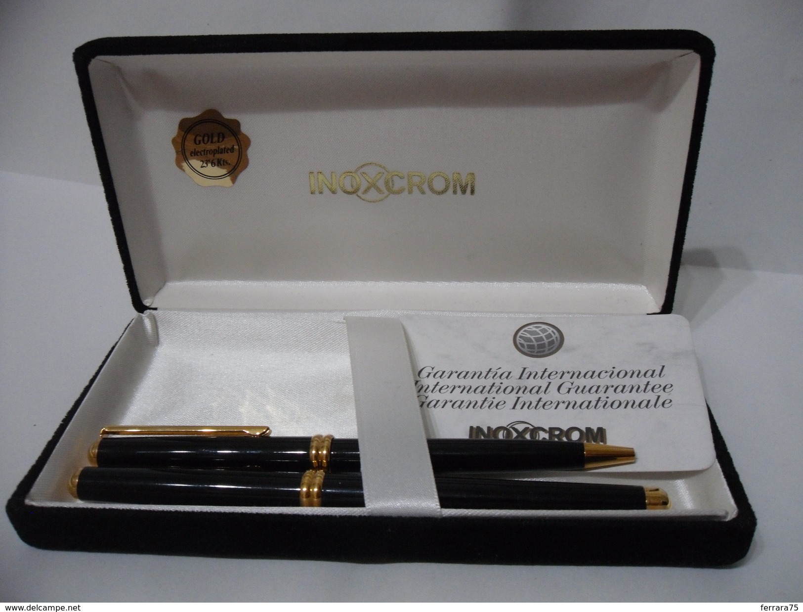 INOXCROM:SET DI PENNE SFERA-STILOGRAFICA GOLD ELECTROPLATED 23'6 KTS NUOVE NEW. - Lapiceros