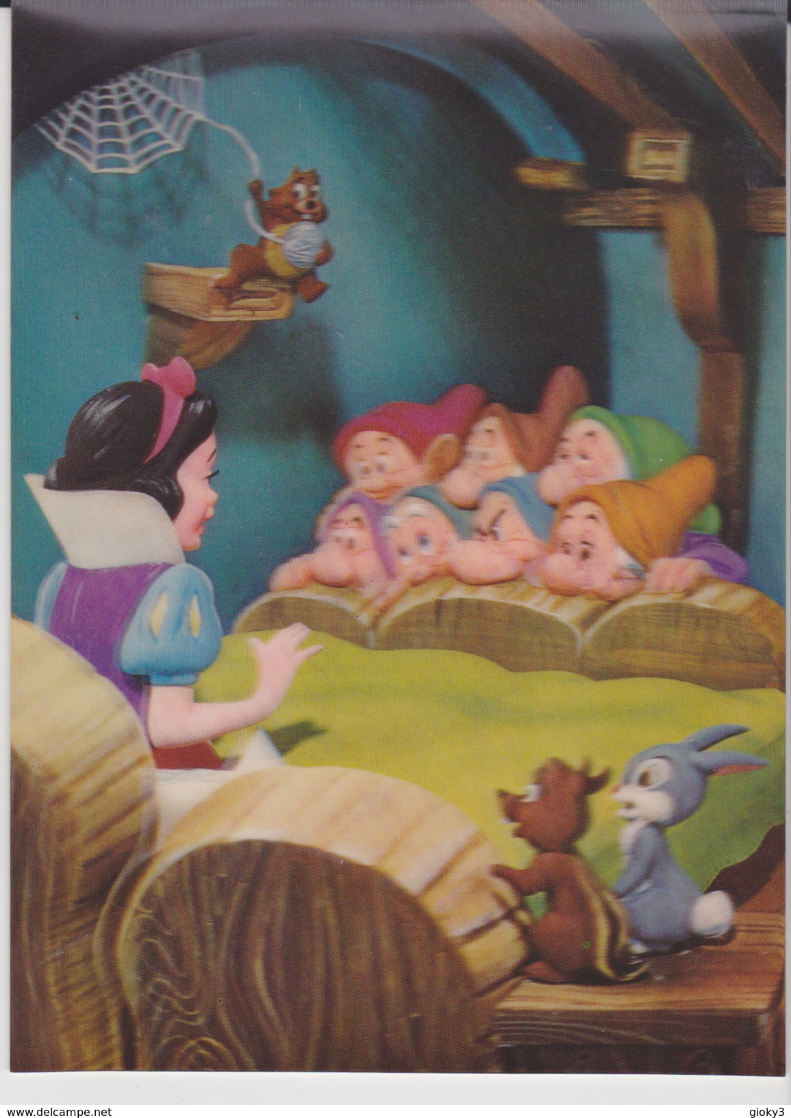 DISNEY BIANCANEVE E I SETTE NANI LENTICULAR 2D STEREOSCOPICA TOPPAN - Cartoline Stereoscopiche