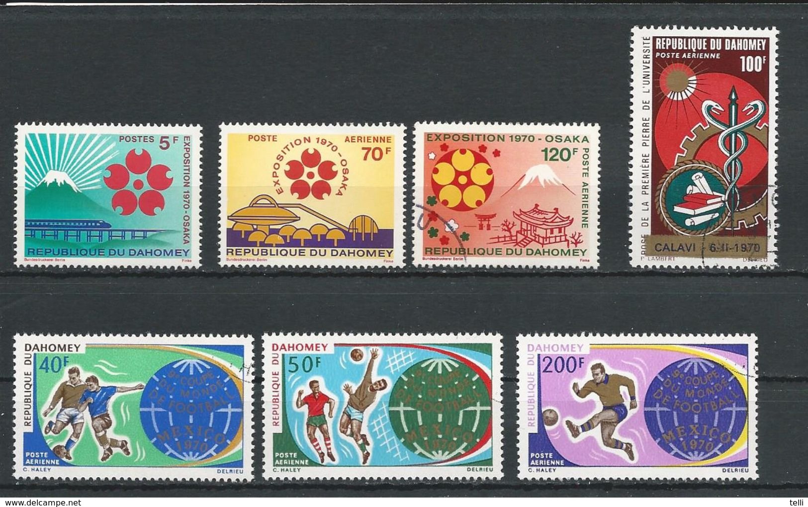 DAHOMEY Scott 270, C124-C125, C131, C121-C123 Yvert  290, PA127-PA128, Pa138, PA124-PA126  (7) O Cote 8,60$ 1970 - Bénin – Dahomey (1960-...)