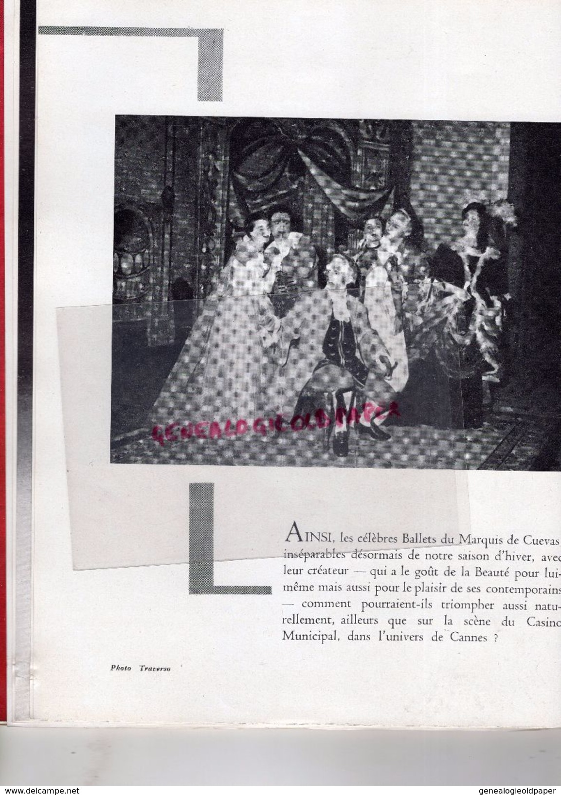 06- CANNES- RARE PROGRAMME CASINO MUNICIPAL--MARCEL HUET-FRENCH LINE-31 DEC.1958-1E JANVIER 1959-MARQUIS CUEVAS-LIFAR-