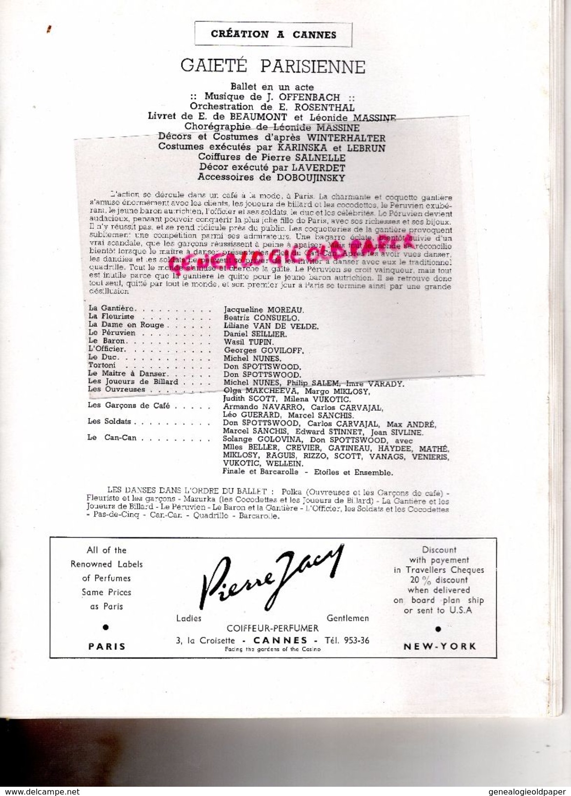 06- CANNES- RARE PROGRAMME CASINO MUNICIPAL--MARCEL HUET-FRENCH LINE-31 DEC.1958-1E JANVIER 1959-MARQUIS CUEVAS-LIFAR-