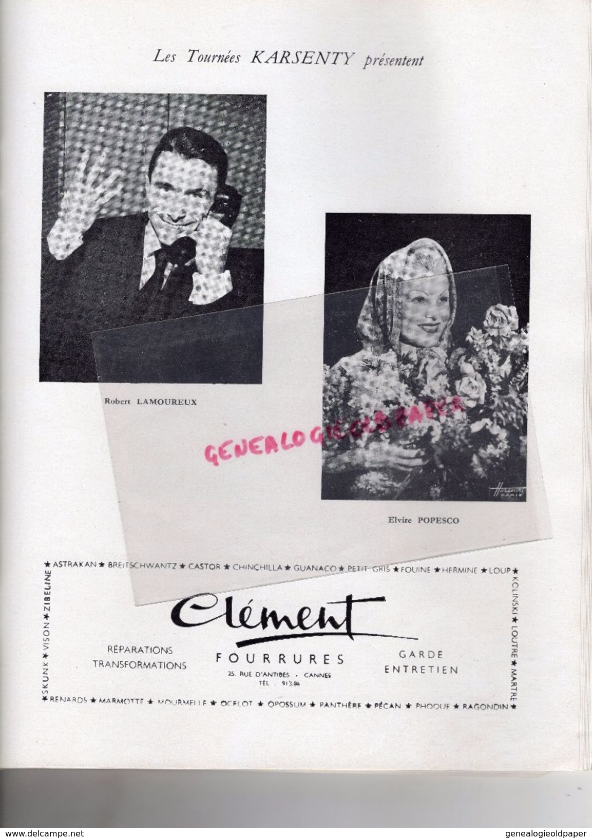 06- CANNES- RARE PROGRAMME CASINO MUNICIPAL--MARCEL HUET-FRENCH LINE-31 DEC.1958-1E JANVIER 1959-MARQUIS CUEVAS-LIFAR-