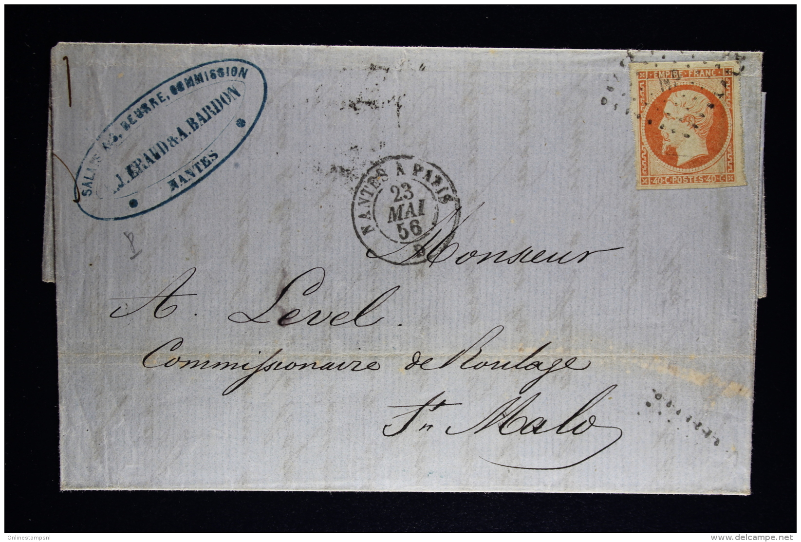 France:  Lettre Complet 1856 Nantes Rennes A St Malo - 1849-1876: Classic Period