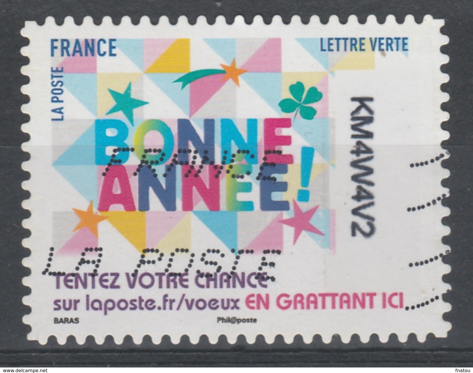 France, Greetings, Lottery Stamp "Happy New Year", 2017, VFU Self-adhesive - Gebruikt