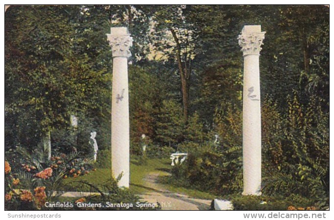 New York Saratoga Springs Scene In Canfield's Gardens 1908 - Saratoga Springs