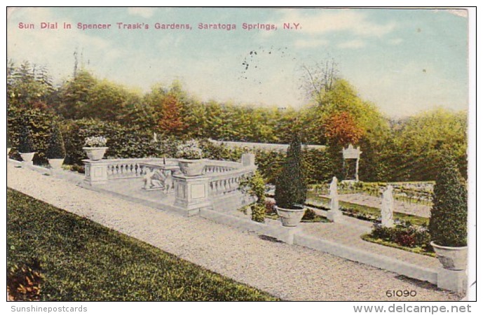 New York Saratoga Springs Sun Dial In Spencer Trask's Gardens 1910 - Saratoga Springs