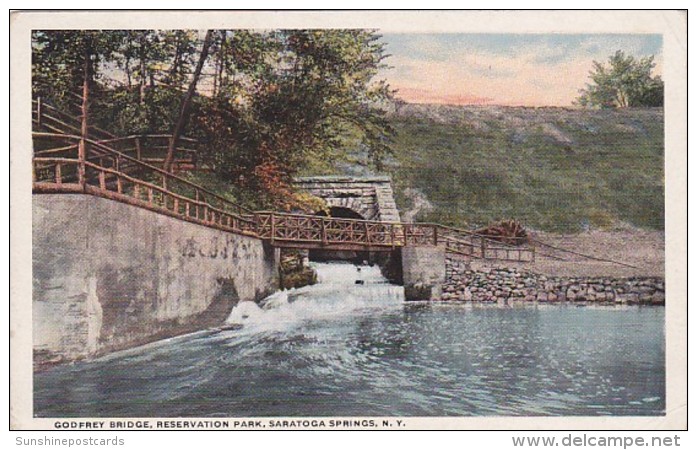 New York Saratoga Springs Godfrey Bridge In Reservation Park Curteich - Saratoga Springs