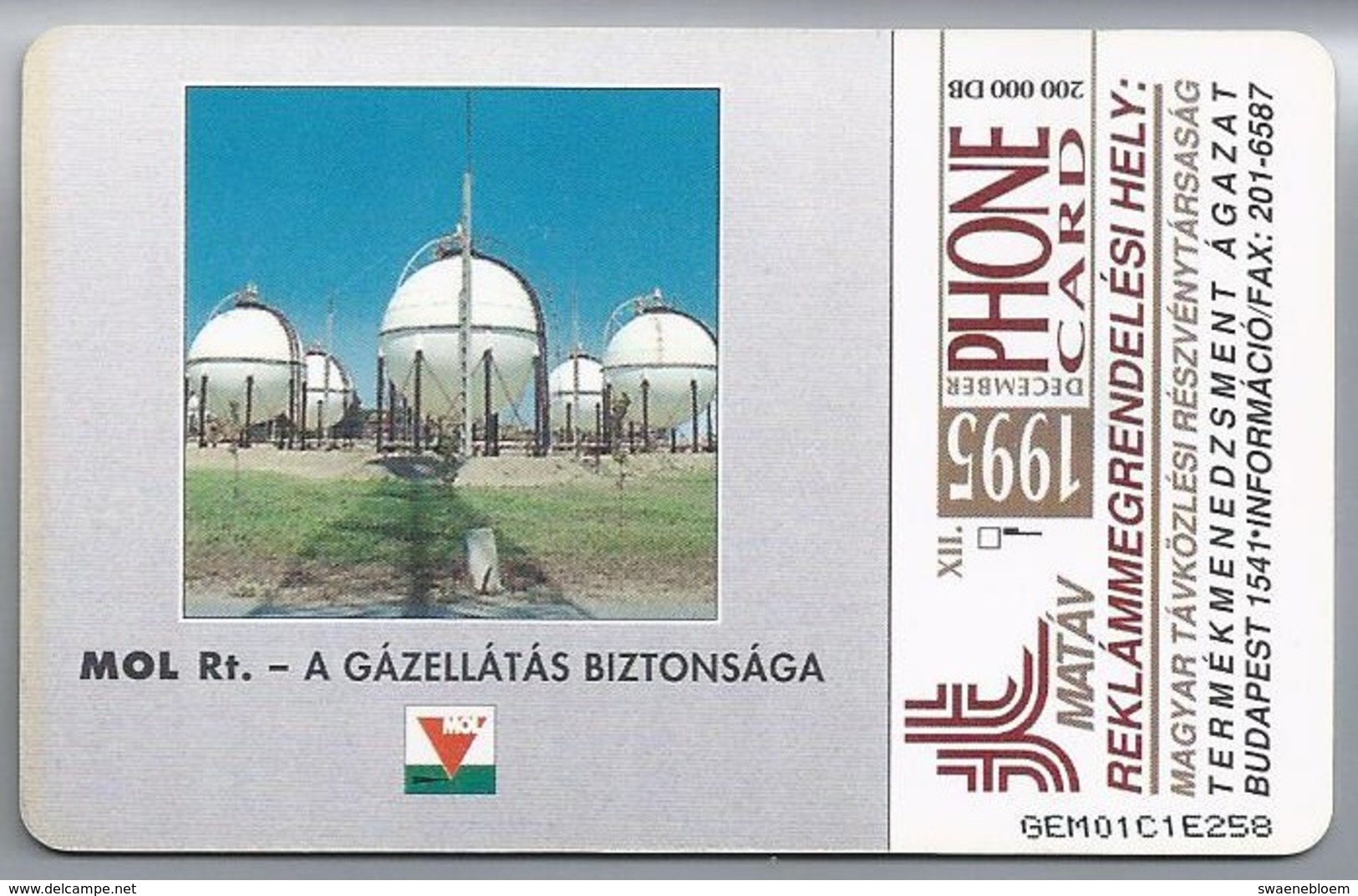 HU.- Hongarije. - Telefoonkaart. Telefon Kartya. MATAV. MOL MAGYAR OLAJ- Es GAZIPARI Rt. MOL 2000. 2 Scans - Hongarije