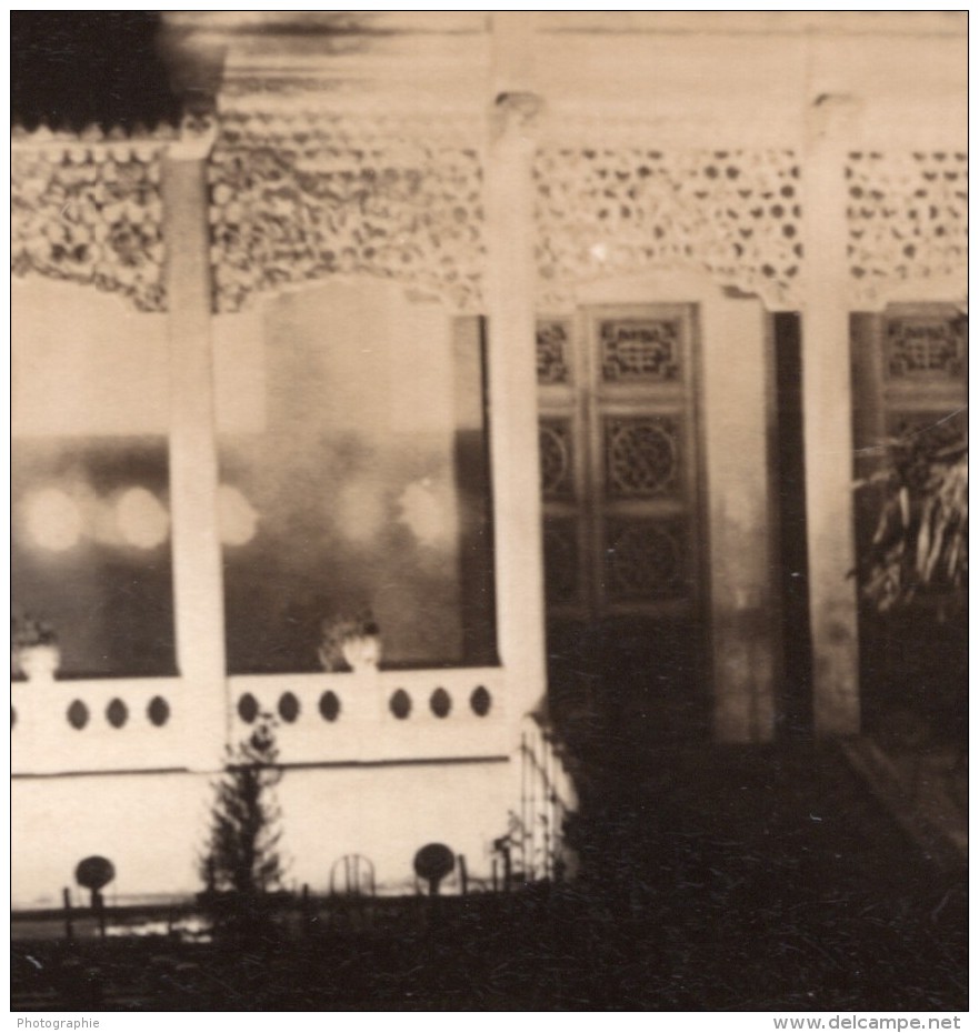 Paris Exposition Coloniale Pavillon De La Cochinchine La Nuit Ancienne Photo Amateur 1931 - Places