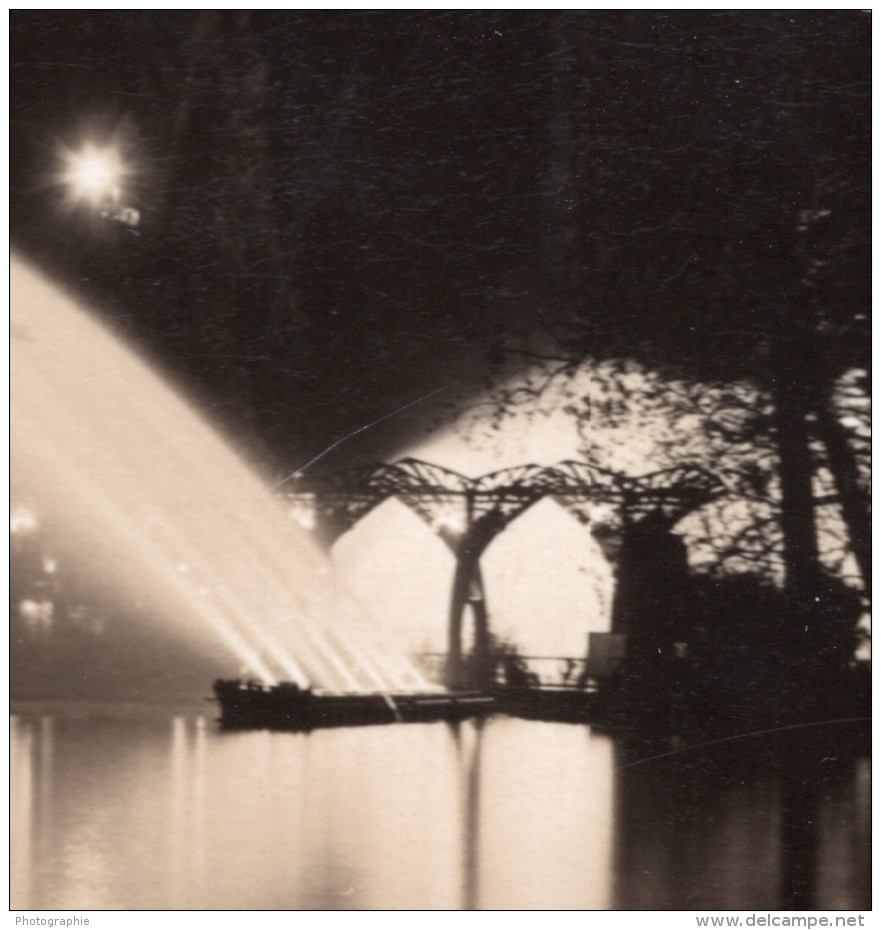 Paris Exposition Coloniale De Nuit Pont D'Eau Ancienne Photo Amateur 1931 - Places