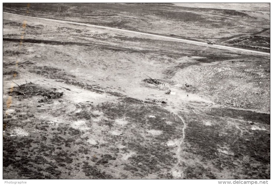 USA Vue Aerienne De Canons Long Toms WWII US Army Ancienne Photo 1945 - War, Military