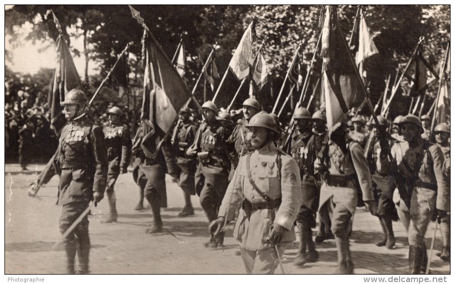 France Paris Fêtes De La Victoire Defile Militaire Lot De 4 Anciennes Cartes Photos 1919 - War, Military