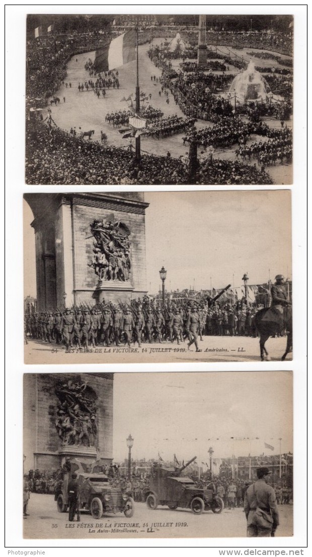 Paris Fetes De La Victoire 3 Anciennes Cartes Postales CPA 14 Juillet 1919 - Guerre 1914-18