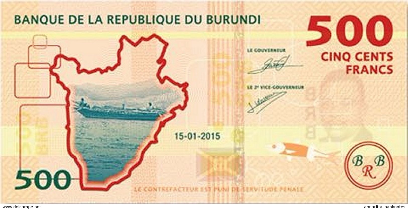 BURUNDI 500 FRANCS 2015 P-50a UNC [BI236a] - Burundi