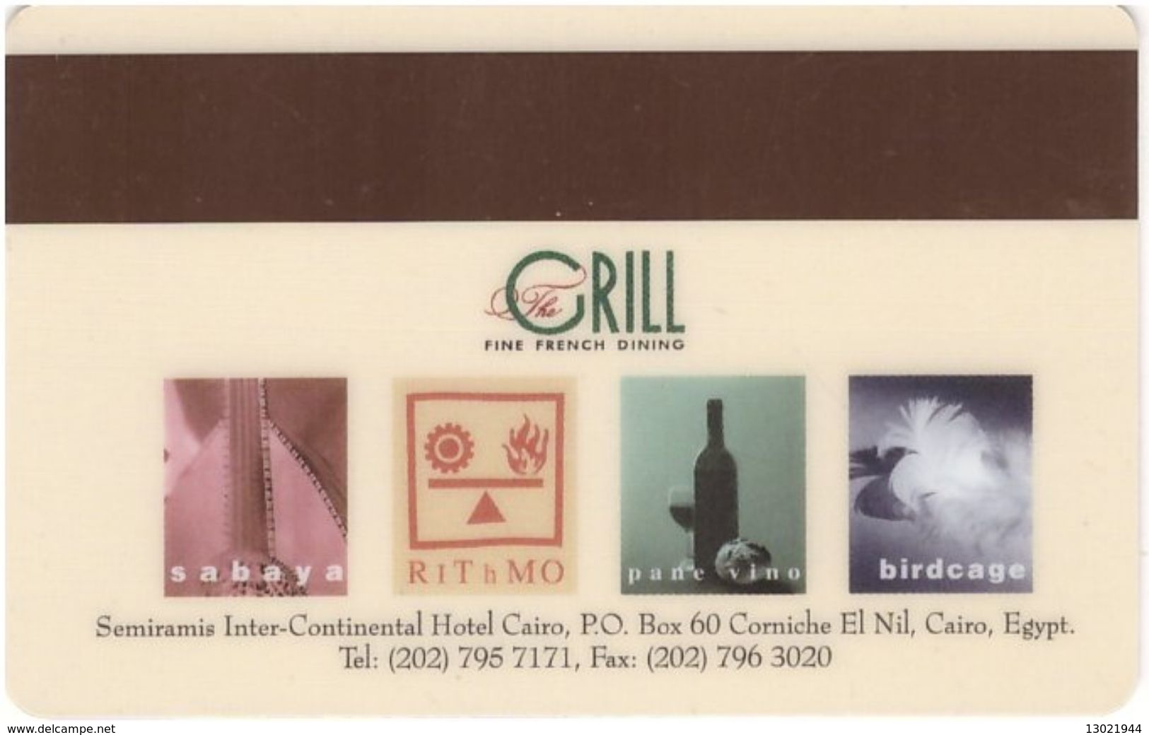 EGITTO KEY HOTEL Semiramis Inter-Continental Cairo - Hotel Keycards