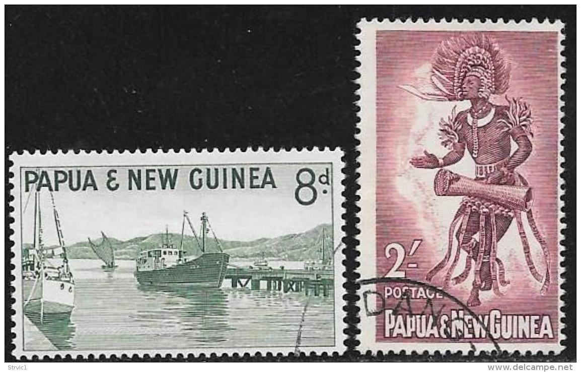 Papua New Guinea, Scott # 157.159 Used Harbor,Ships, Dancer, 1961, 1963 - Papua New Guinea