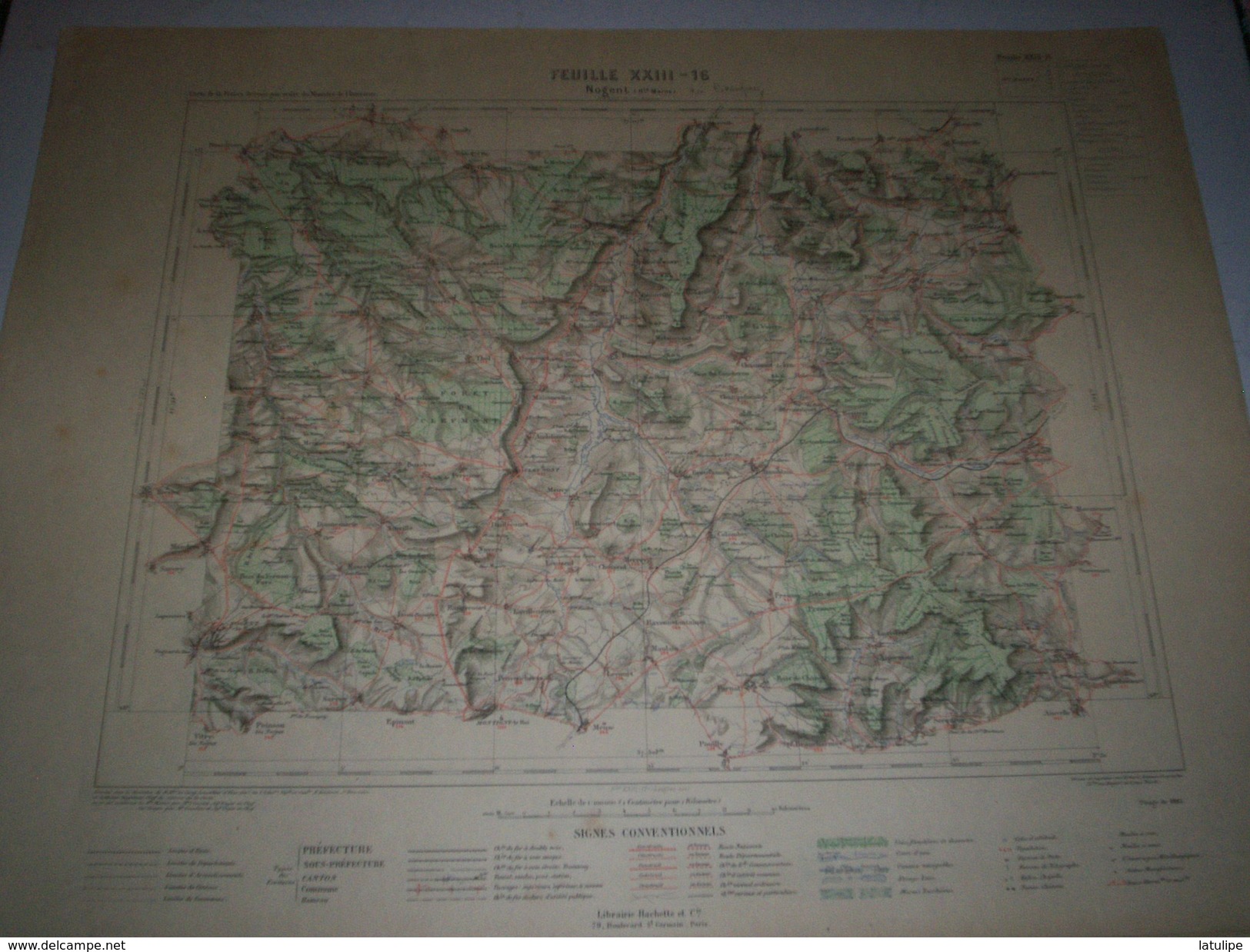 CARTE GEOGRAPHIQUE  G - Format  45 X 57 De Htes MARNE_ VOSGES_Feuille De NOGENT Hte Marne  XXIII  16 ) En1883 - Geographische Kaarten