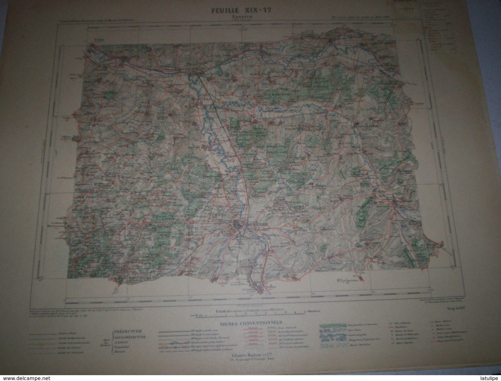 CARTE GEOGRAPHIQUE  G - Format  45 X 57 De YONNE_Feuille De AUXERRE  XIX  17 ) En1897 - Geographical Maps