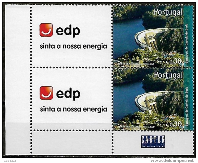 Portugal 2007 Barragens Portuguesas EDP Corporate Dam, Par Vertical De Canto MNH Mundifil 3535A - Nuovi