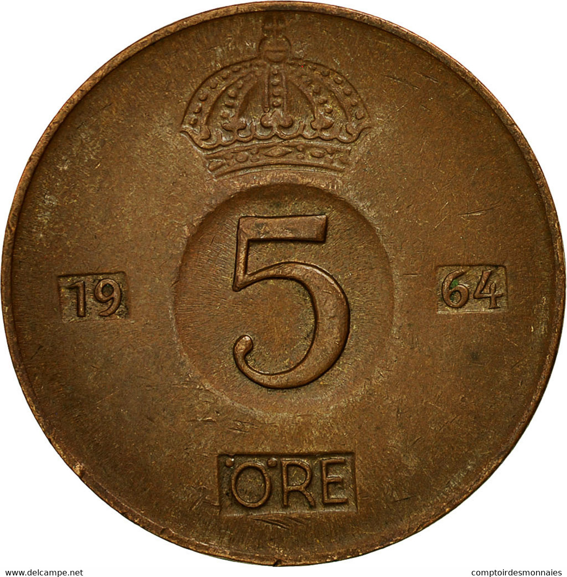 Monnaie, Suède, Gustaf VI, 5 Öre, 1964, TTB, Bronze, KM:822 - Suède