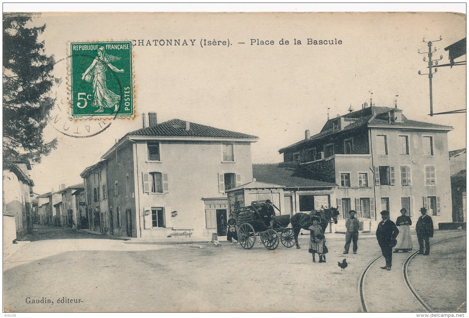 G142 - 38 - CHATONNAY - Isère - Place De La Bascule - Attelage - Châtonnay