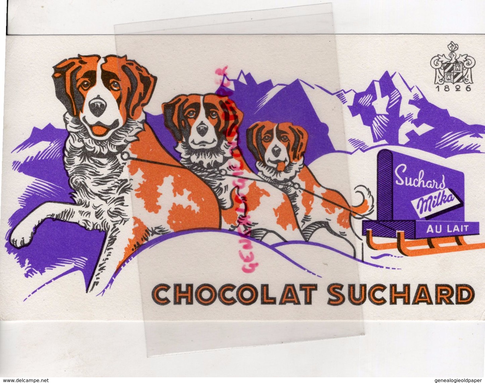 BUVARD CHOCOLAT SUCHARD MILKA- CHIEN DE MONTAGNE- CHOCOLATERIE - Chocolat