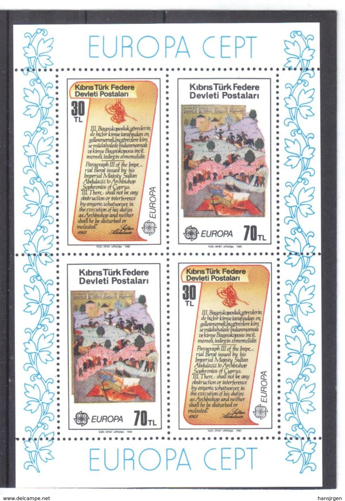 XIO455  ZYPERN - TÜRKEI 1982  MICHL  BLOCK  3 ** Postfrisch SIEHE ABBILDUNG - Ungebraucht