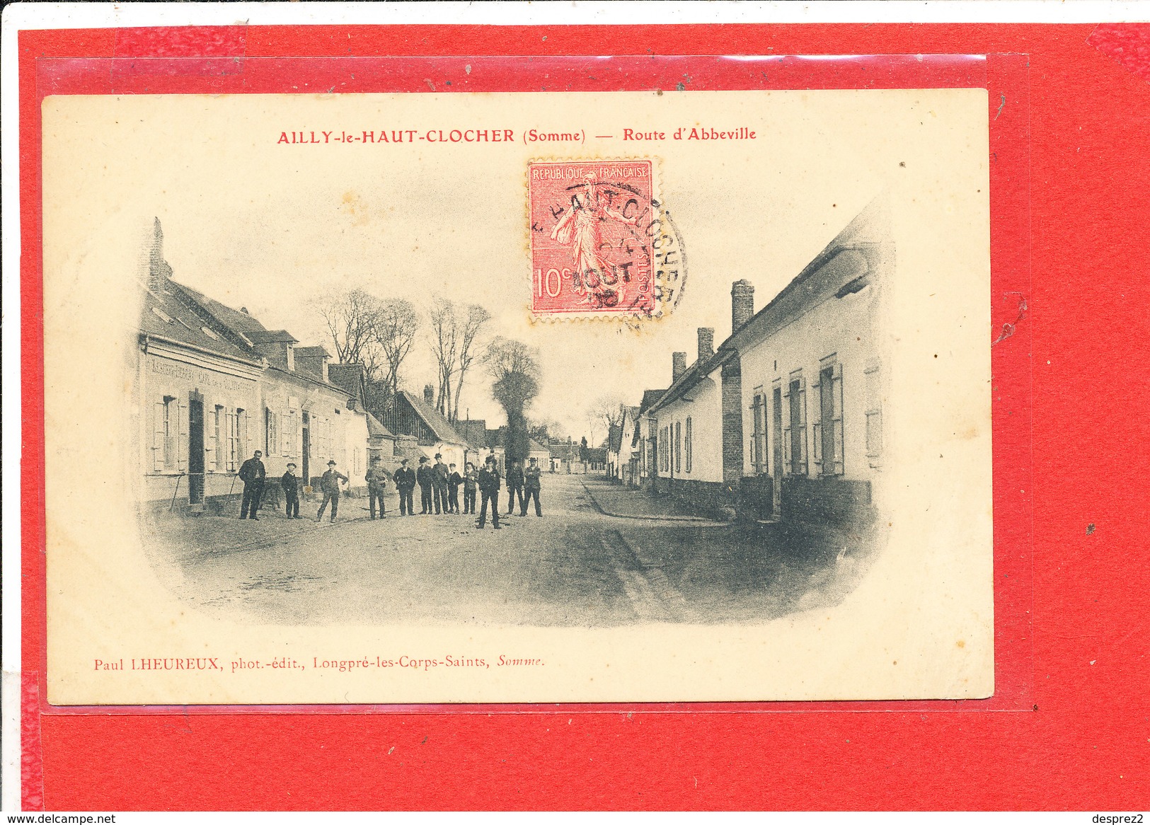 80 AILLY Le HAUT CLOCHER Cpa Animée Route D ' Abbeville            Edit Lheureux - Ailly Le Haut Clocher