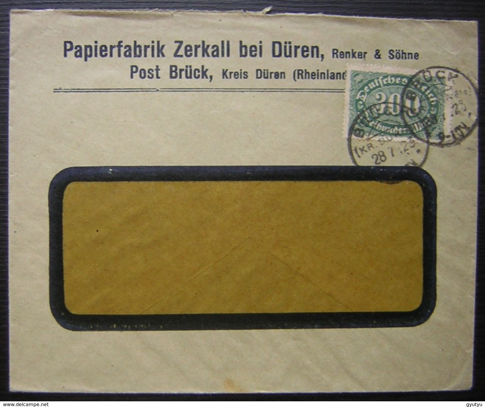 1923 Brück Kreis Düren (Rheinland) Papierfabrik Zerkall Bei Düren - Briefe U. Dokumente