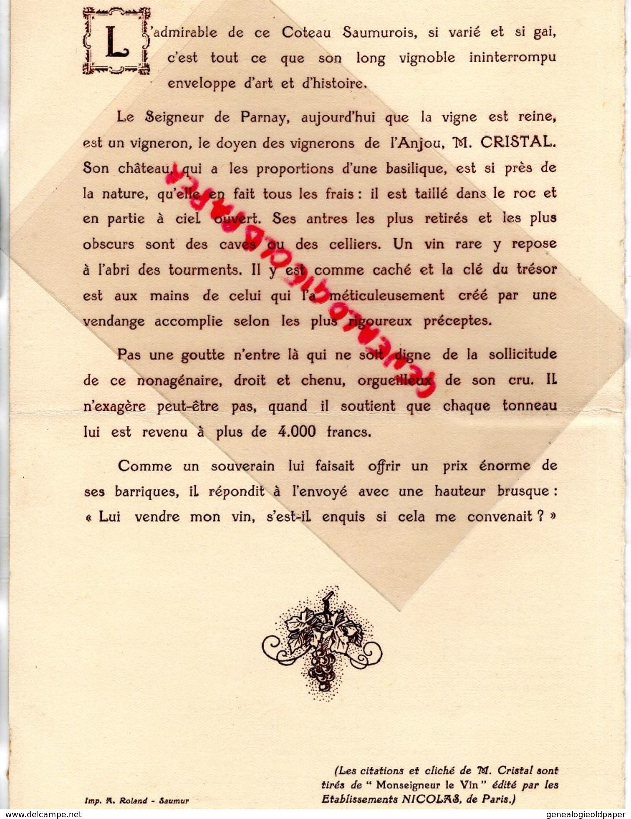 49- SAUMUR- RARE MENU BANQUET FOIRE AUX VINS- 2 FEVRIER 1929- HENRI MOUCHE -DESSIN DE CARLEGLE-GRAND HOTEL DE LONDRES - Menus