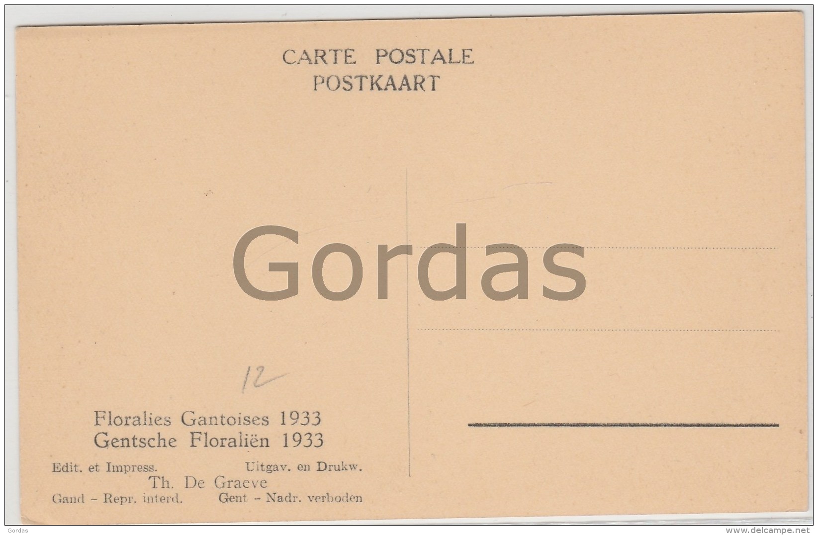 Belgium - Gand - Gent - Gentsche Floralien 1933 - Gent