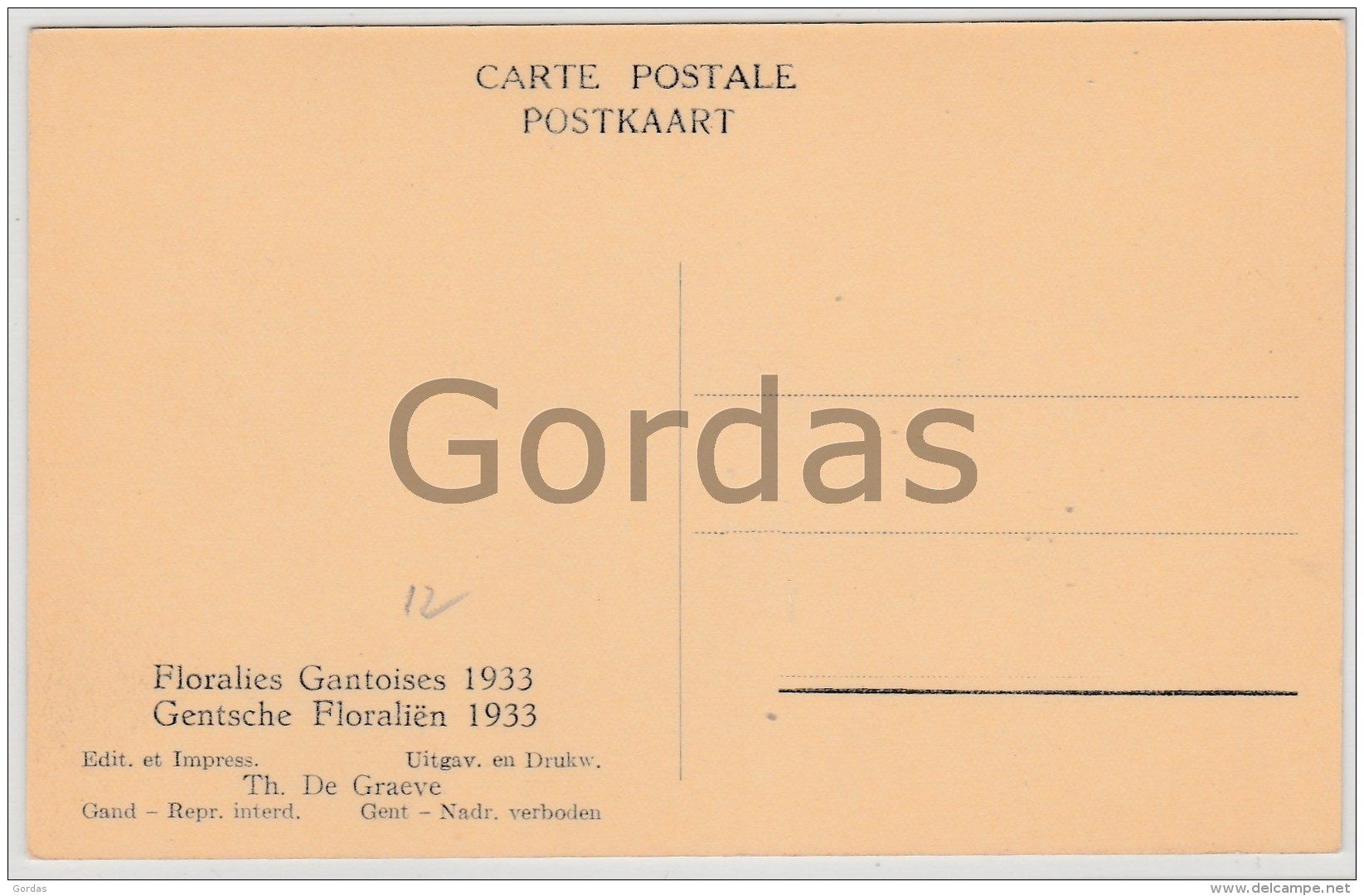 Belgium - Gand - Gent - Gentsche Floralien 1933 - Gent