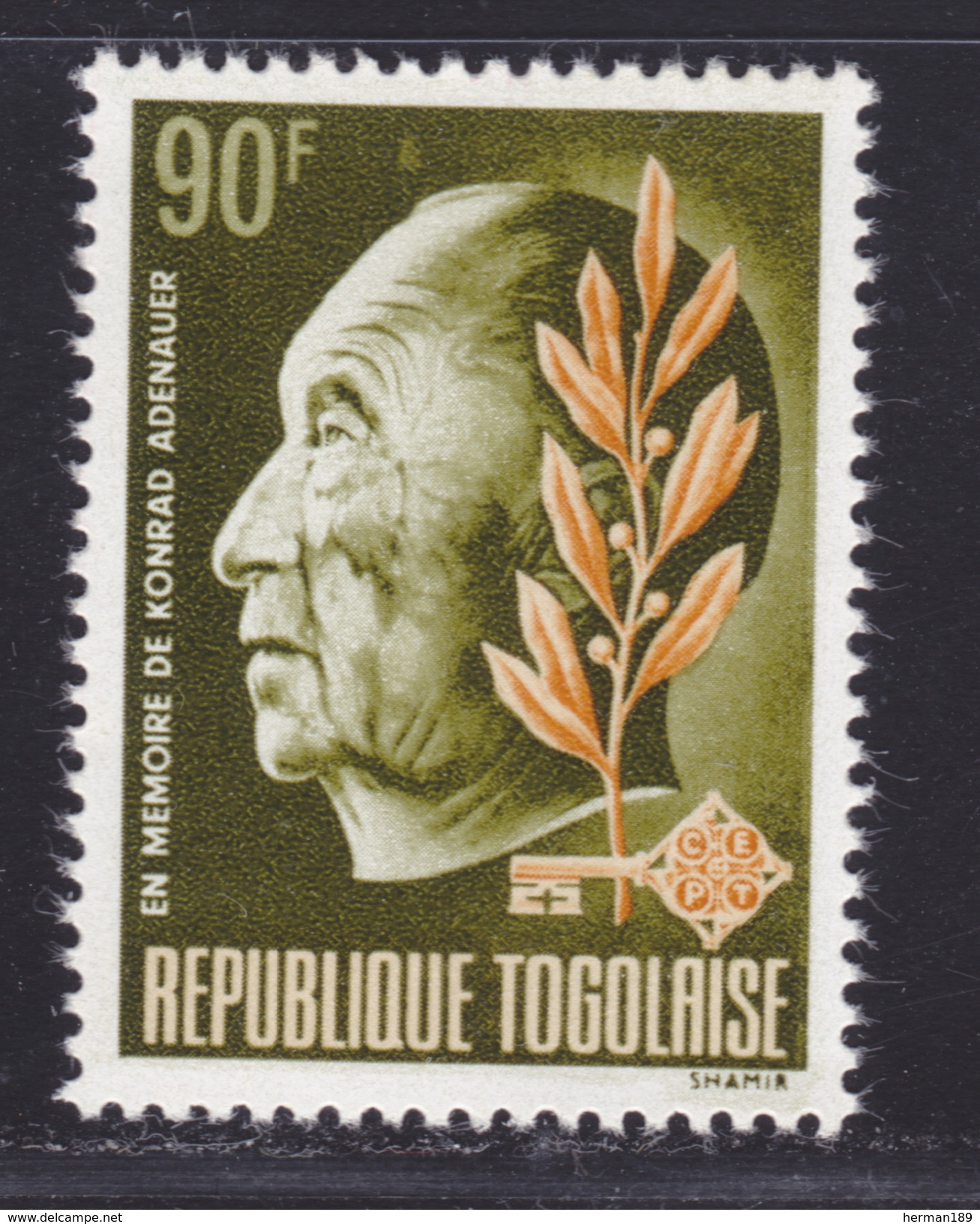 TOGO N°  581 ** MNH Neuf Sans Charnière, TB (D1566) Chancelier Conrad Adenauer - 1968 - Togo (1960-...)