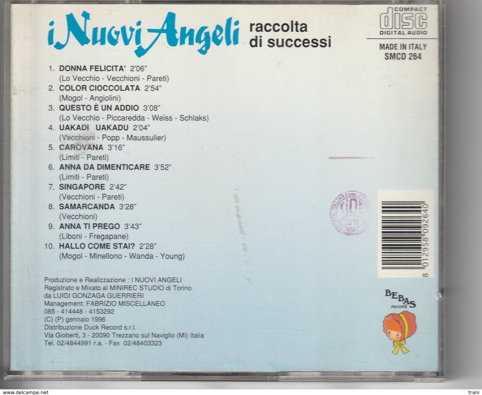 I NUOVI ANGELI - RACCOLTA DI SUCCESSI - Anno 1996 - Disco, Pop