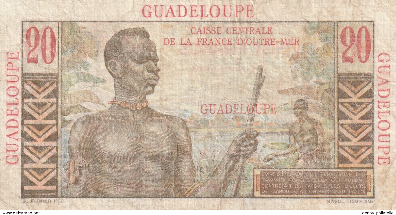 Billet De 20 Francs De Guadeloupe Emile Gentil En L'état Rare - Autres - Amérique