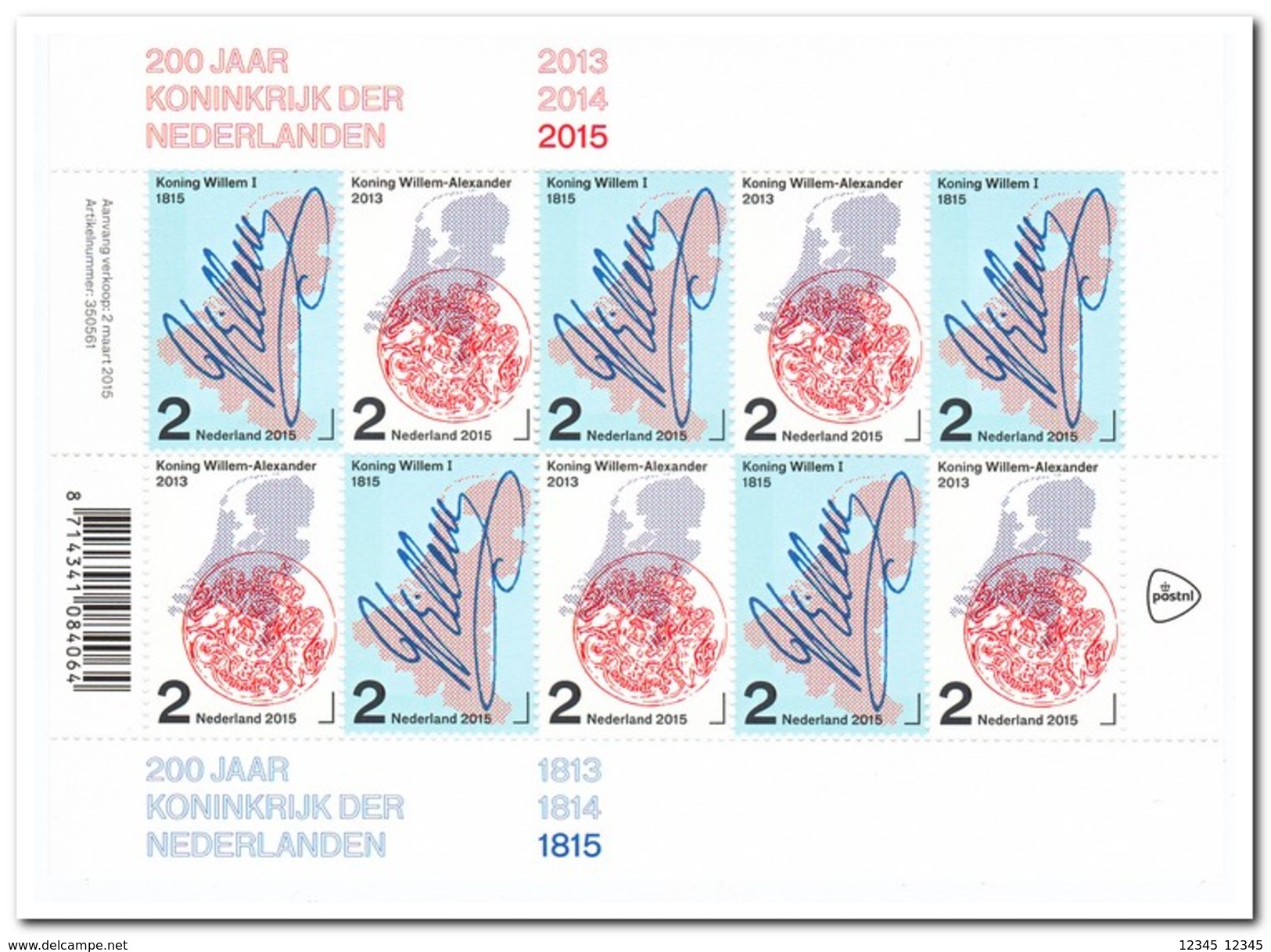 Nederland 2015, Postfris MNH, NVPH V3273-74, 200 Years Kingdom Of The Netherlands - Ongebruikt