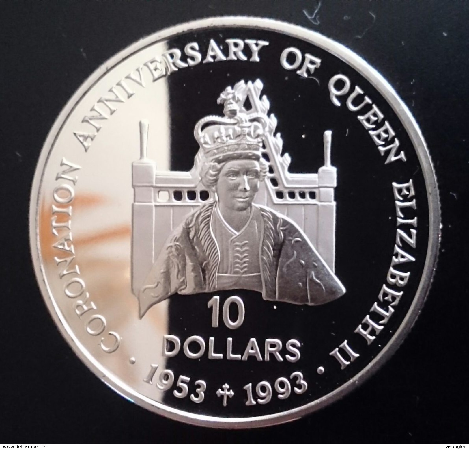 Solomon Islands 10 Dollars 1992 Sivler Proof "40th Anniversary - Queen Elizabeth'" Free Shipping Via Registered Air Mail - Salomonen