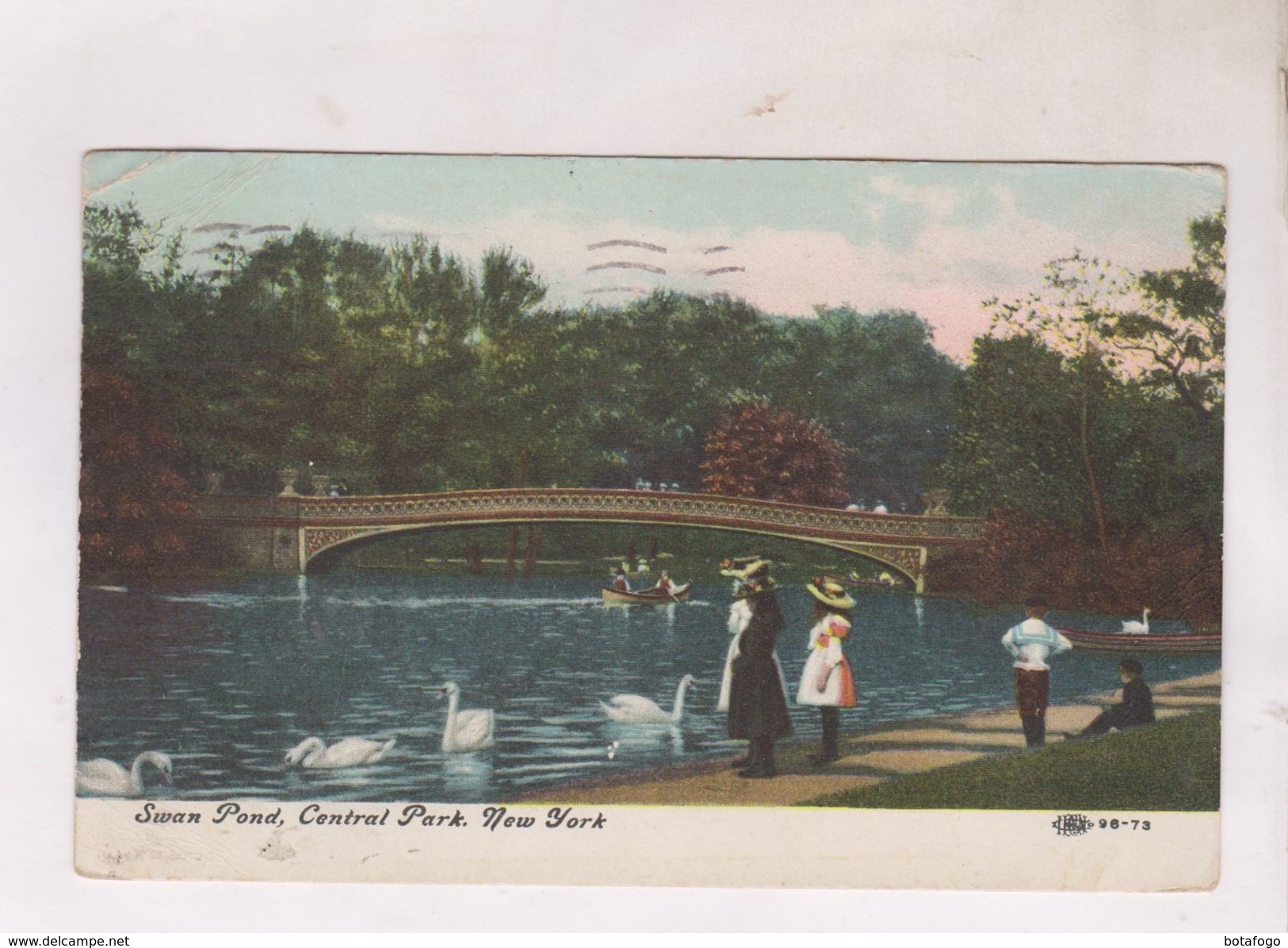 CPA CENTRAL PARK,SWAN POND En 1909! (voir Timbre) - Central Park