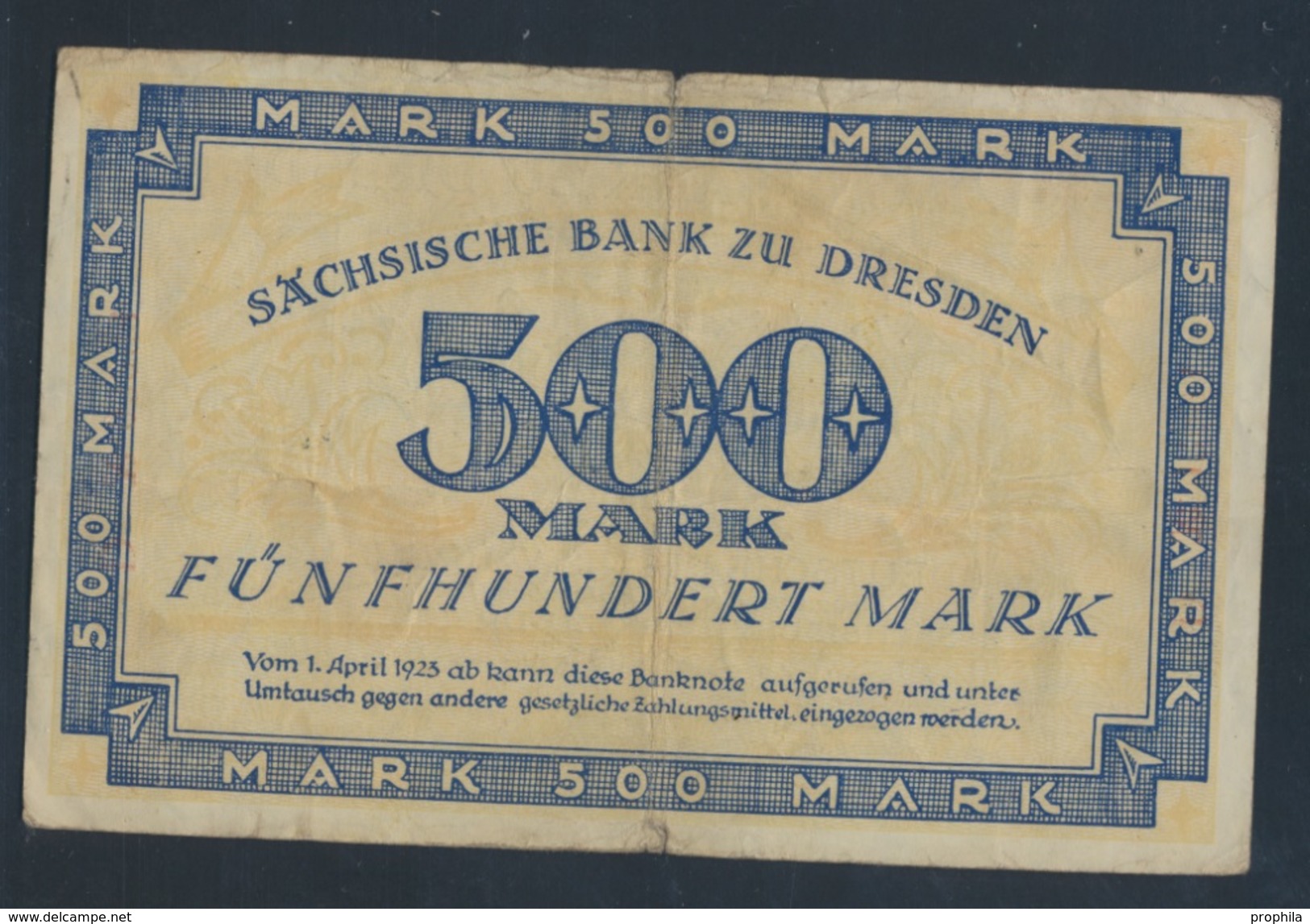 Sachsen Rosenbg: SAX11b Länderbanknote Sachsen, KN Rot, Serie: B,D Stark Gebraucht (IV) 1922 500 Mark (8087345 - Sonstige & Ohne Zuordnung