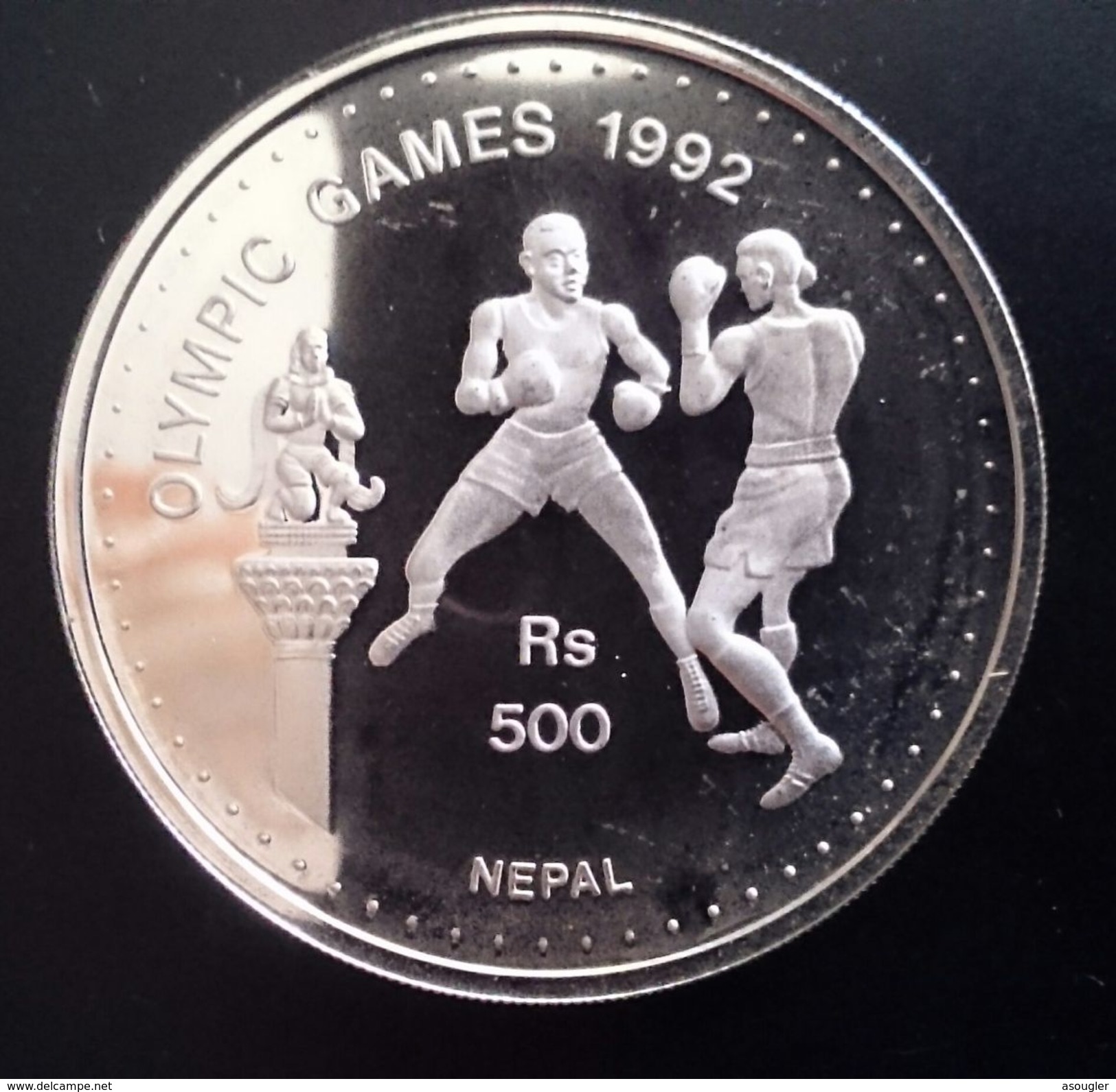 NEPAL 500 RUPEE ND 1992 SILVER PROOF "1992 Olympics Games" Free Shipping Via Registered Air Mail - Népal