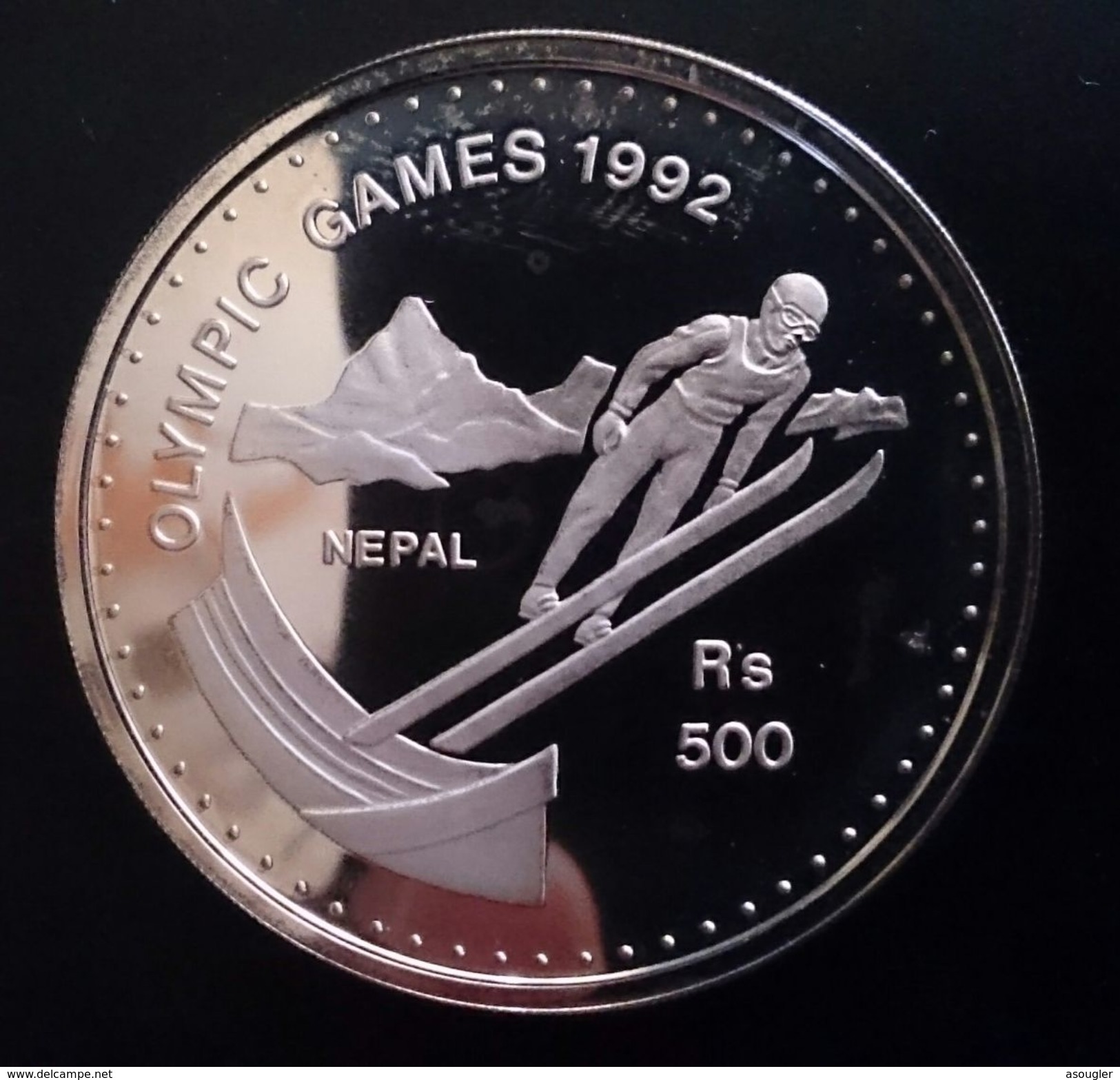 NEPAL 500 RUPEE ND 1992 SILVER PROOF "1992 Olympics Games" Free Shipping Via Registered Air Mail - Nepal