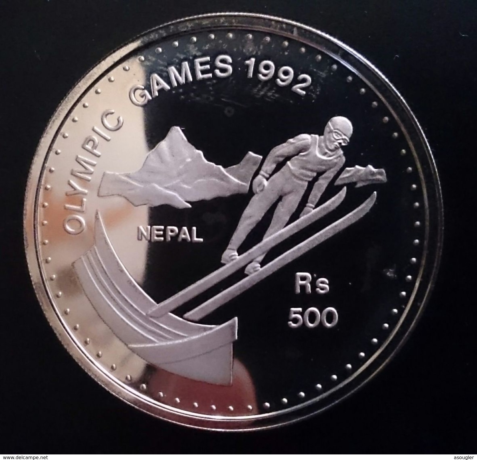 NEPAL 500 RUPEE ND 1992 SILVER PROOF "1992 Olympics Games" Free Shipping Via Registered Air Mail - Népal