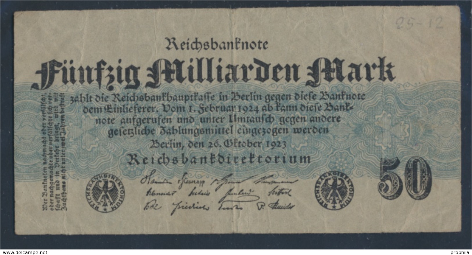 Deutsches Reich Rosenbg: 122c, Ohne FZ Gebraucht (III) 1923 50 Mrd. Mark (8981310 - 50 Milliarden Mark