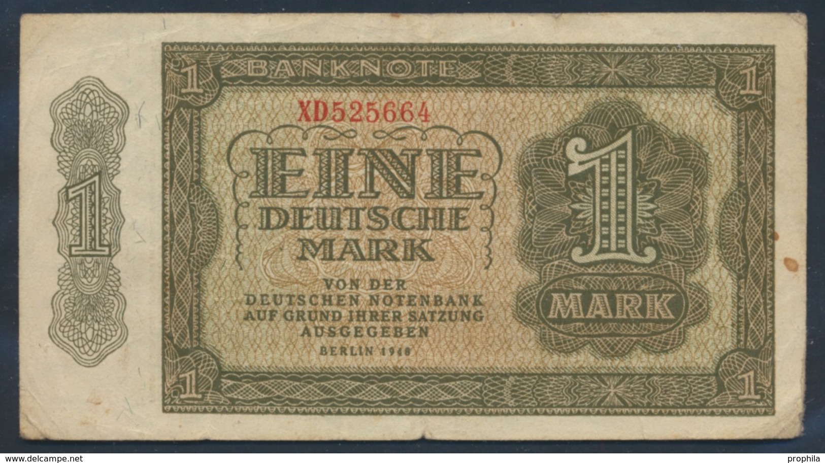 DDR Rosenbg: 340c KN 6stellig, Austauschnote Gebraucht (III) 1948 1 Deutsche Mark (9055410 - Other & Unclassified