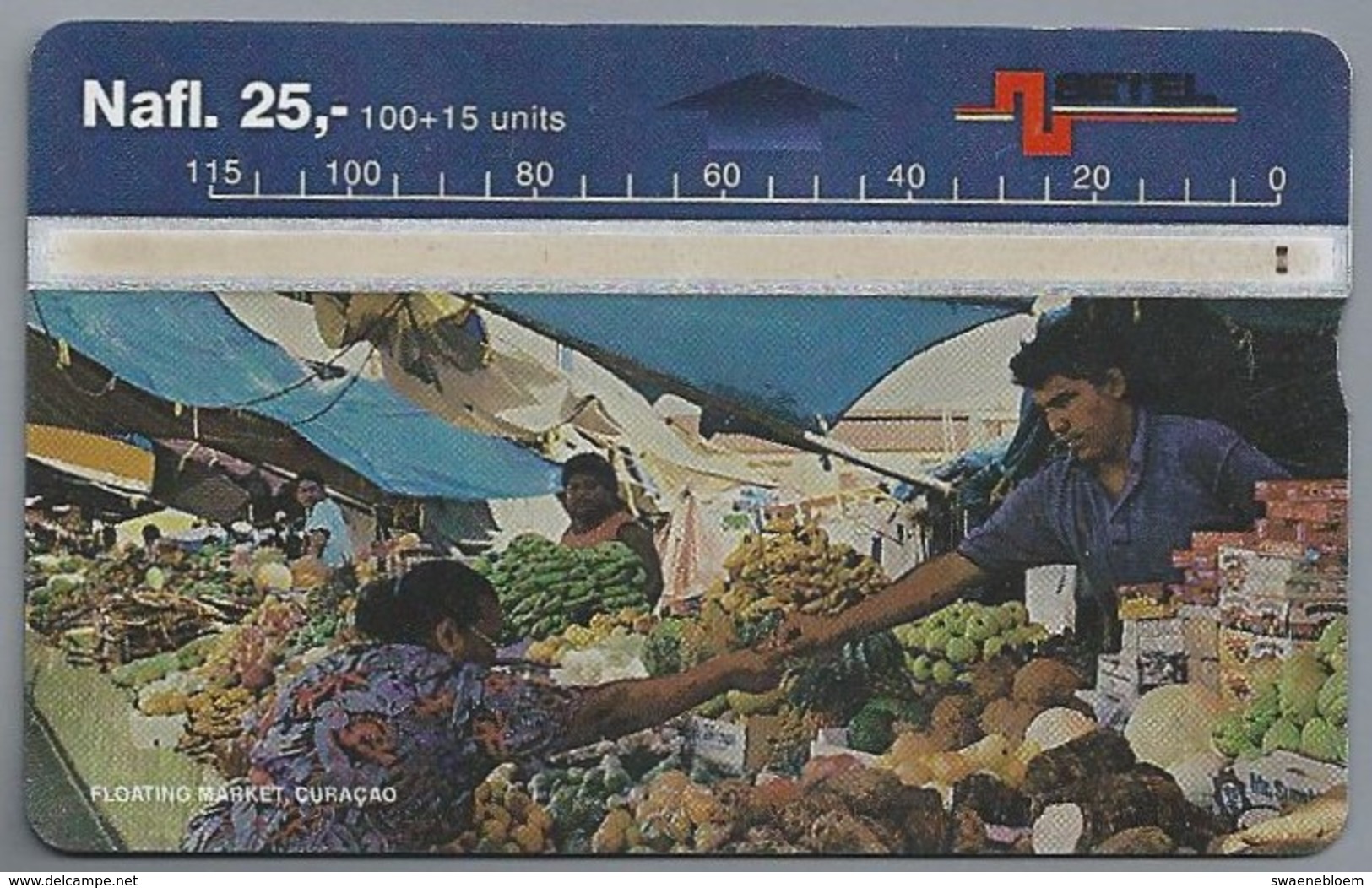 Telefoonkaart. BETEL. Floating Market, Curacao. Nafl. 25,-. 2 SCANS - Antillen (Nederlands)