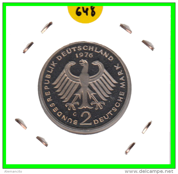 ALEMANIA - GERMANY -MONEDA DE 2.00 DM. THEODOR HEUSS - AÑO 1976- G CALIDAD PROOF S/C - 2 Marcos