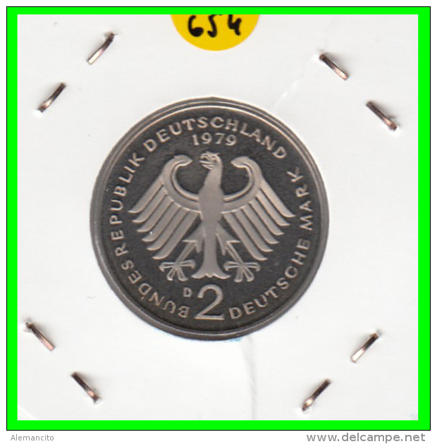 ALEMANIA - GERMANY -MONEDA DE 2.00 DM. THEODOR HEUSS - AÑO 1979-D CALIDAD PROOF S/C - 2 Marcos