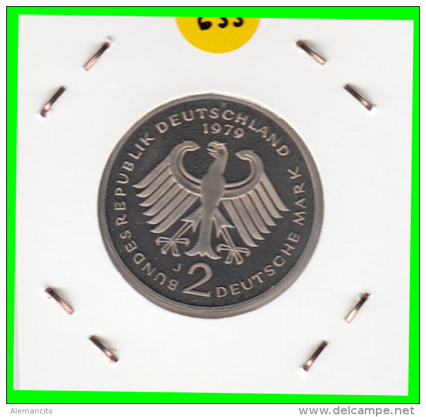 ALEMANIA - GERMANY -MONEDA DE 2.00 DM. THEODOR HEUSS - AÑO 1979-J CALIDAD PROOF S/C - 2 Marcos