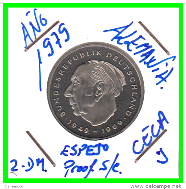 ALEMANIA - GERMANY -MONEDA DE 2.00 DM. THEODOR HEUSS - AÑO 1979-J CALIDAD PROOF S/C - 2 Marcos